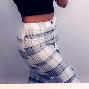 Long button up plaid Skirt